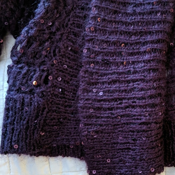NWT Express Cropped Sequins cardigan, plum, sz XS - Picture 5 of 7